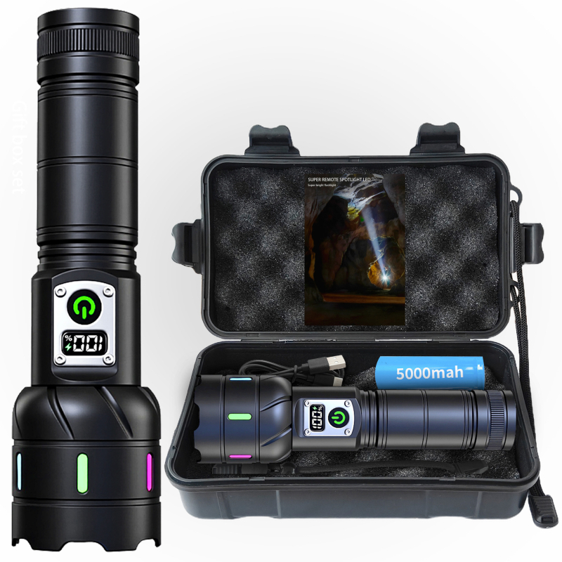 Lanternă LED Portabilă cu Încărcare Directă Type-C, Focalizare Reglabilă, Rază peste 500 m, Corp din Aliaj de Aluminiu, 20W