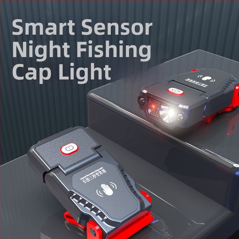 LED čelovka s klipom na klobúk a šiltom, nabíjateľná 3.7V, kapacita batérie 1200, ručné stlačenie napájanie