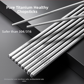 Ξυλάκια από τιτάνιο, αντιβακτηριακά και κατά της μούχλας, ανθεκτικά στη θερμότητα, ποιότητας τροφίμων, σετ 5 ζευγάρια