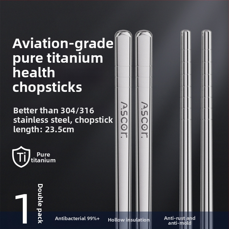 Ξυλάκια από τιτάνιο, αντιβακτηριακά και κατά της μούχλας, ανθεκτικά στη θερμότητα, ποιότητας τροφίμων, σετ 5 ζευγάρια