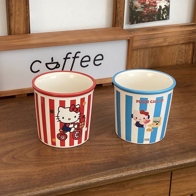 Keramický hrnček s karikatúrnym vzorom, valcovitý tvar, 350 g, pre páry