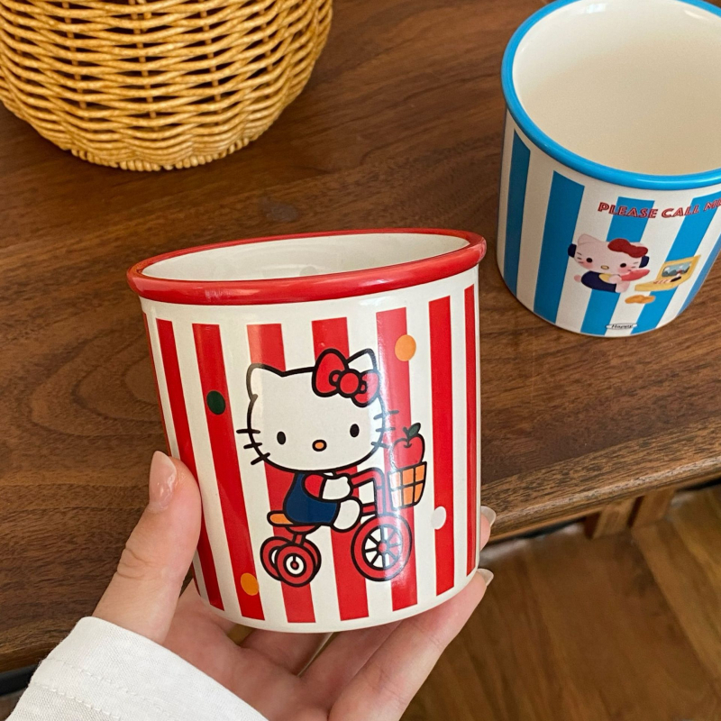 Keramický hrnček s karikatúrnym vzorom, valcovitý tvar, 350 g, pre páry