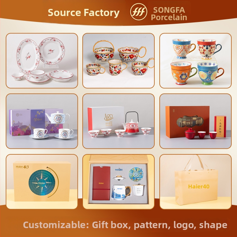 Porceleninė puodelis su gėlių raštu, kaimiškas stilius, mikrobangų krosnelėje tinkamas, atspari aukštoms temperatūroms.