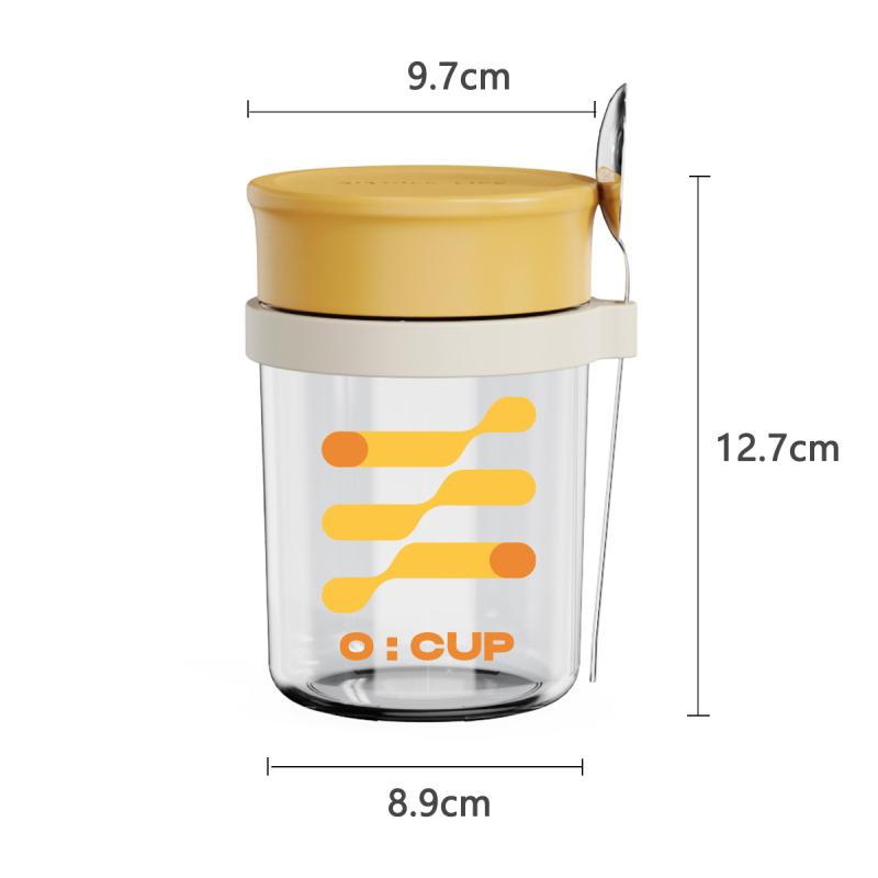 Κούπα βρώμης από γυαλί με καπάκι και κουτάλι, αδιάβροχη, μεγάλη χωρητικότητα, 300 g