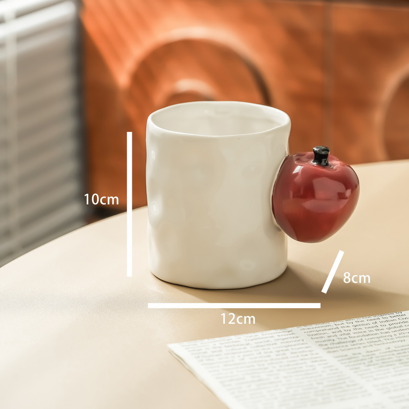 Pár keramických hrnčekov s ovocným karikatúrnym motívom, na čaj a kávu, mikrovlnná rúra bezpečné, s držadlom