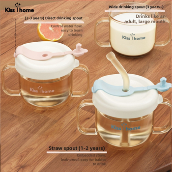 Detská fľaša na mlieko so slamkou, štýl karikatúry, odolná voči pádu, učebný pohár na priame pitie, 1+ rokov, PP