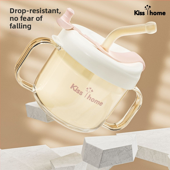 Detská fľaša na mlieko so slamkou, štýl karikatúry, odolná voči pádu, učebný pohár na priame pitie, 1+ rokov, PP