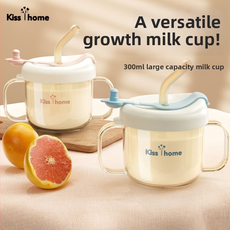 Detská fľaša na mlieko so slamkou, štýl karikatúry, odolná voči pádu, učebný pohár na priame pitie, 1+ rokov, PP