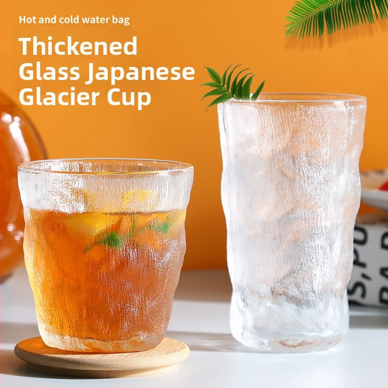 Κύπελλο από γυαλί soda-lime, Glacier μοτίβο, μονότοιχο, στρογγυλό, χωρίς λαβή