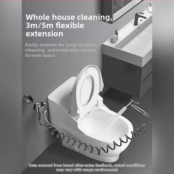 Teleskopická hadica pre WC sprchovanie, univerzálne použitie s bidetom a sprchou, s pružinovým trubovým rozšírením