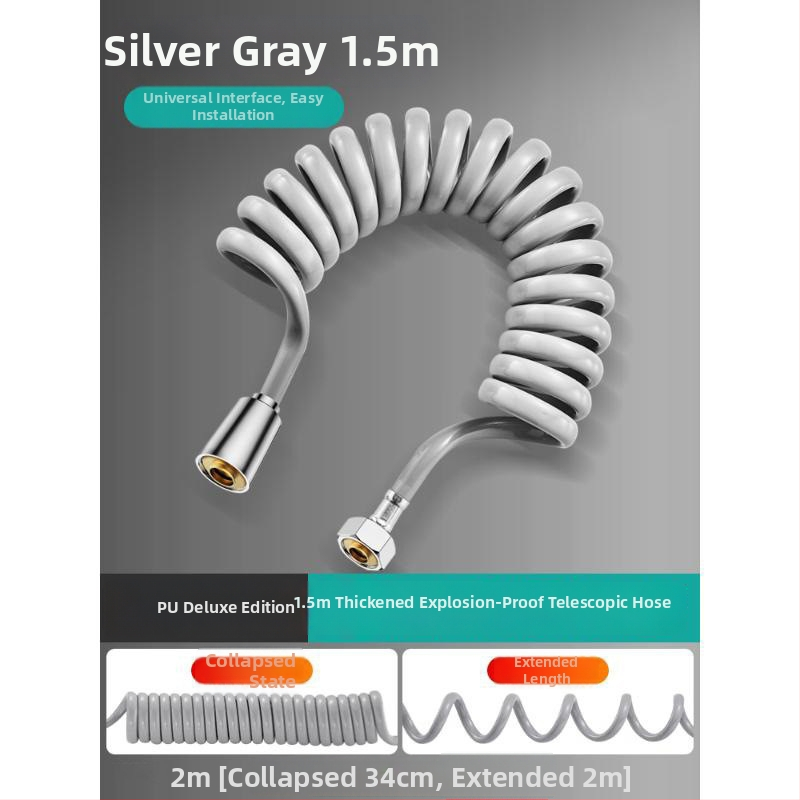 Teleskopická hadica pre WC sprchovanie, univerzálne použitie s bidetom a sprchou, s pružinovým trubovým rozšírením