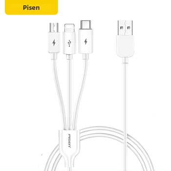 Daugiafunkcinis greito įkrovimo duomenų kabelis su Lightning, USB-C ir Micro USB jungtimis; QC suderinamas