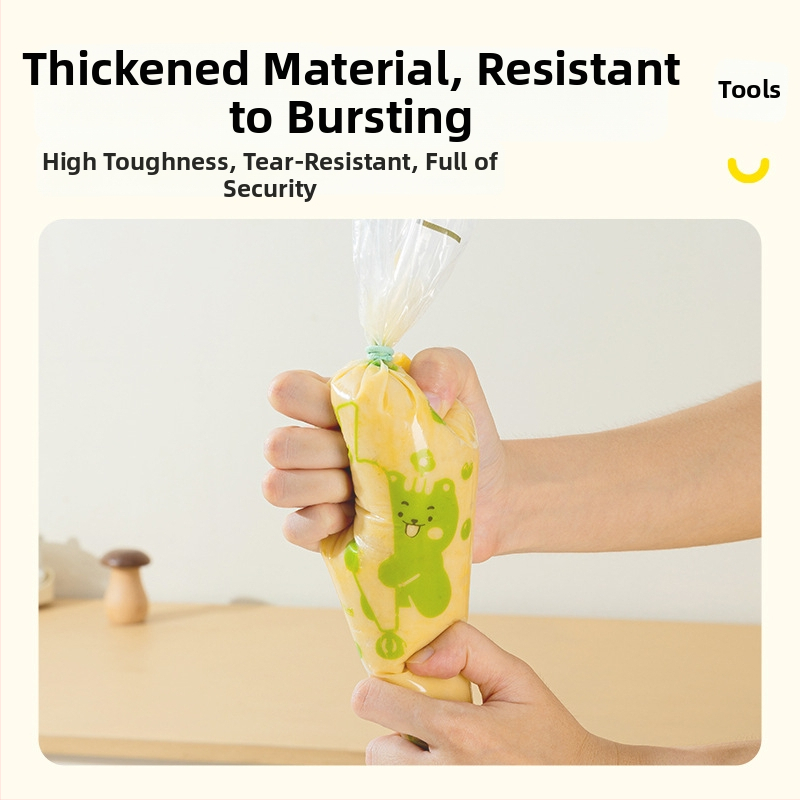 Pārtikas kvalitātes vienreizējās lietošanas špricēšanas maisiņš, bieza un izturīga pret plīsumiem, komplekts uzgalīšu, PE materiāls, kastē iepakots, izmanto krēmu izspiešanai un cepšanai