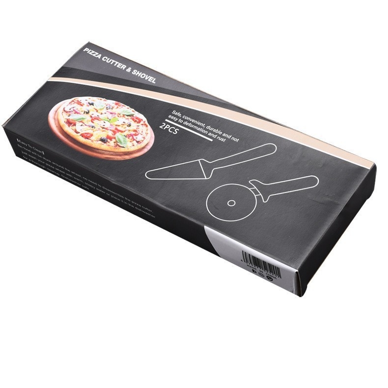 Jane Meichen Sada nástrojov na pizzu: krájač na pizzu a lopatka na pizzu, nerezová oceľ, nepravidelný tvar, set na pečenie