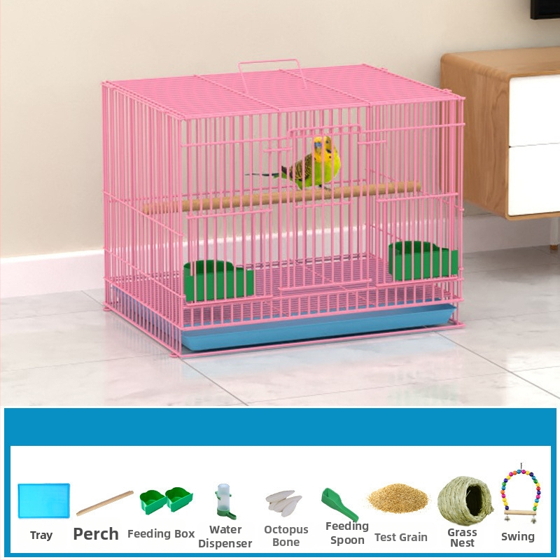 Метална клетка за птици с декорация от копринени цветя | модел KIP26156515