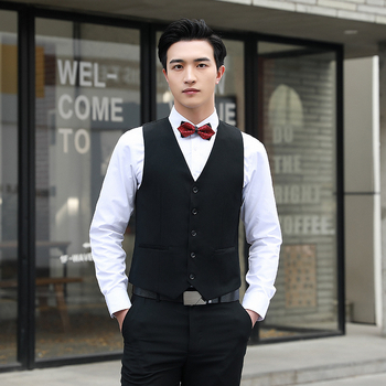 Pánska vesta z bavlneného zmesi, štíhly strih, bez goliera, jednoradové zapínanie, vhodná na svadbu