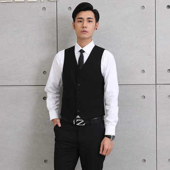 Pánska vesta z bavlneného zmesi, štíhly strih, bez goliera, jednoradové zapínanie, vhodná na svadbu