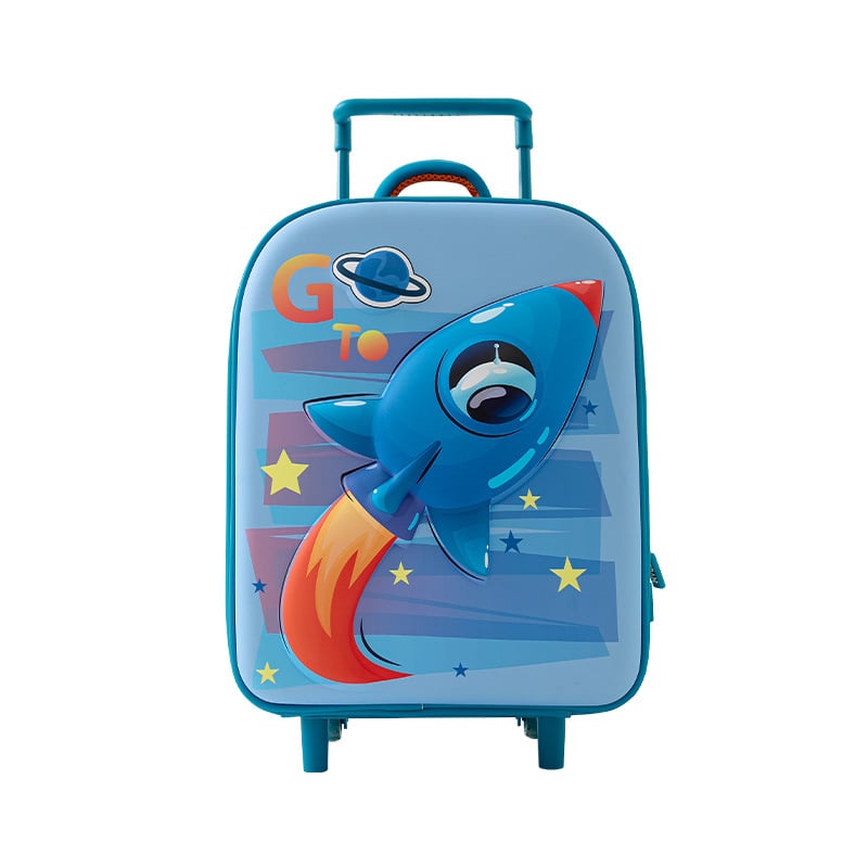 Detský cestovný kufor na kolieskach – motív kreslených postáv morská panna a jednorožec, ľahký EVA materiál, hmotnosť 0.73 kg, otváranie zipsom, jednosmerné kolieska, vodotesný