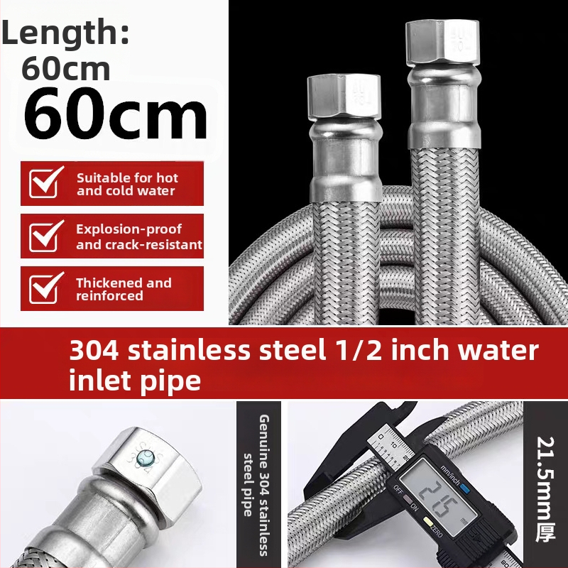 RG-08 kovová hadič z 304 nerezovej ocele pre vodovodný systém kúrenia, závitové pripojenie, menovitý tlak 1,6 MPa, 0–100°C