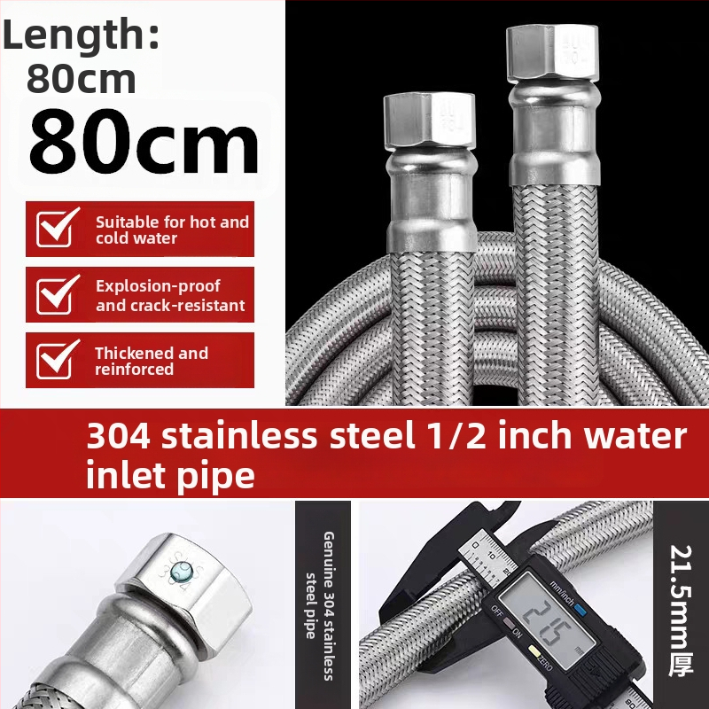 RG-08 kovová hadič z 304 nerezovej ocele pre vodovodný systém kúrenia, závitové pripojenie, menovitý tlak 1,6 MPa, 0–100°C