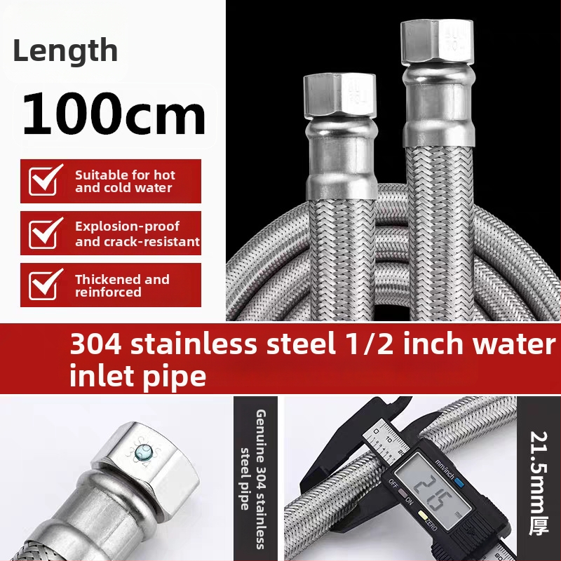 RG-08 kovová hadič z 304 nerezovej ocele pre vodovodný systém kúrenia, závitové pripojenie, menovitý tlak 1,6 MPa, 0–100°C