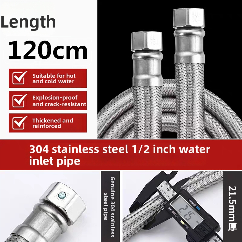 RG-08 kovová hadič z 304 nerezovej ocele pre vodovodný systém kúrenia, závitové pripojenie, menovitý tlak 1,6 MPa, 0–100°C