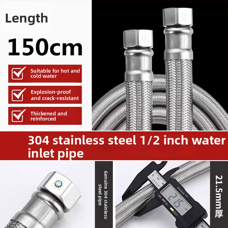 RG-08 kovová hadič z 304 nerezovej ocele pre vodovodný systém kúrenia, závitové pripojenie, menovitý tlak 1,6 MPa, 0–100°C