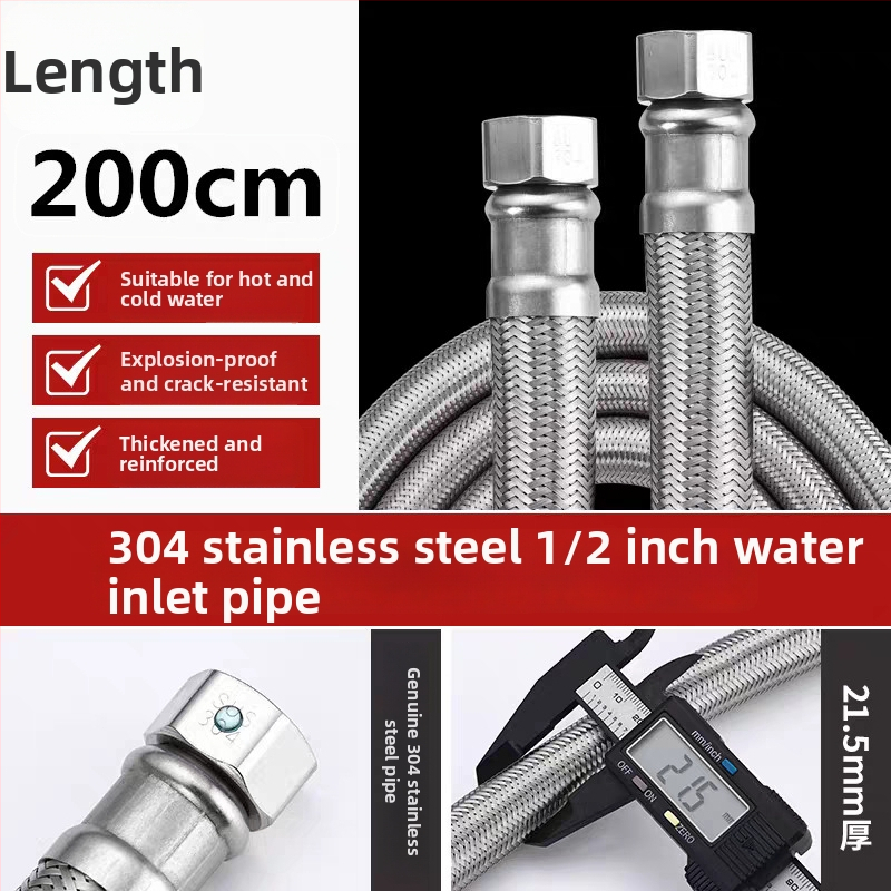 RG-08 kovová hadič z 304 nerezovej ocele pre vodovodný systém kúrenia, závitové pripojenie, menovitý tlak 1,6 MPa, 0–100°C