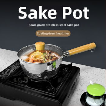 Nerezový Snow Pan s japonskou drevenou rúčkou, kalený vzor Hammered, nepriľnavý, jednopodlažné dno, vhodný pre bežné sporáky