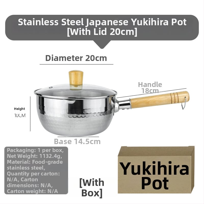 Nerezový Snow Pan s japonskou drevenou rúčkou, kalený vzor Hammered, nepriľnavý, jednopodlažné dno, vhodný pre bežné sporáky