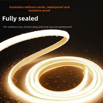 COB LED juostelė, silikonas, 220V, IP65 atsparus vandeniui, 10–15W, vidaus ir lauko naudojimui