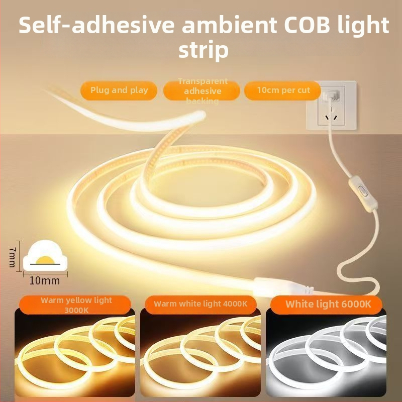 COB LED juostelė, silikonas, 220V, IP65 atsparus vandeniui, 10–15W, vidaus ir lauko naudojimui