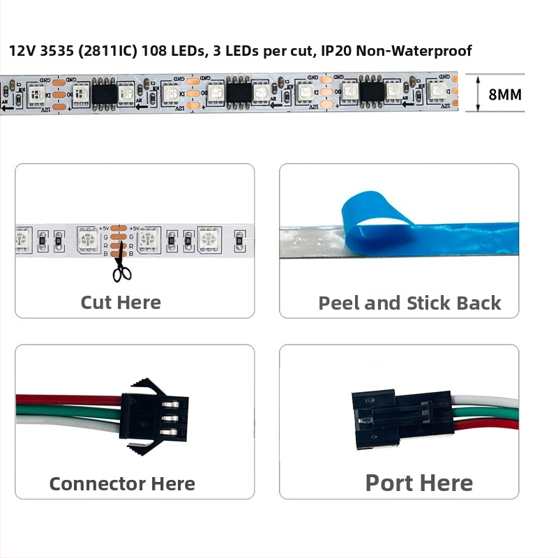 LED juosta, 2835, 60 LED, 5V, reguliuojama šviesos intensyvumas