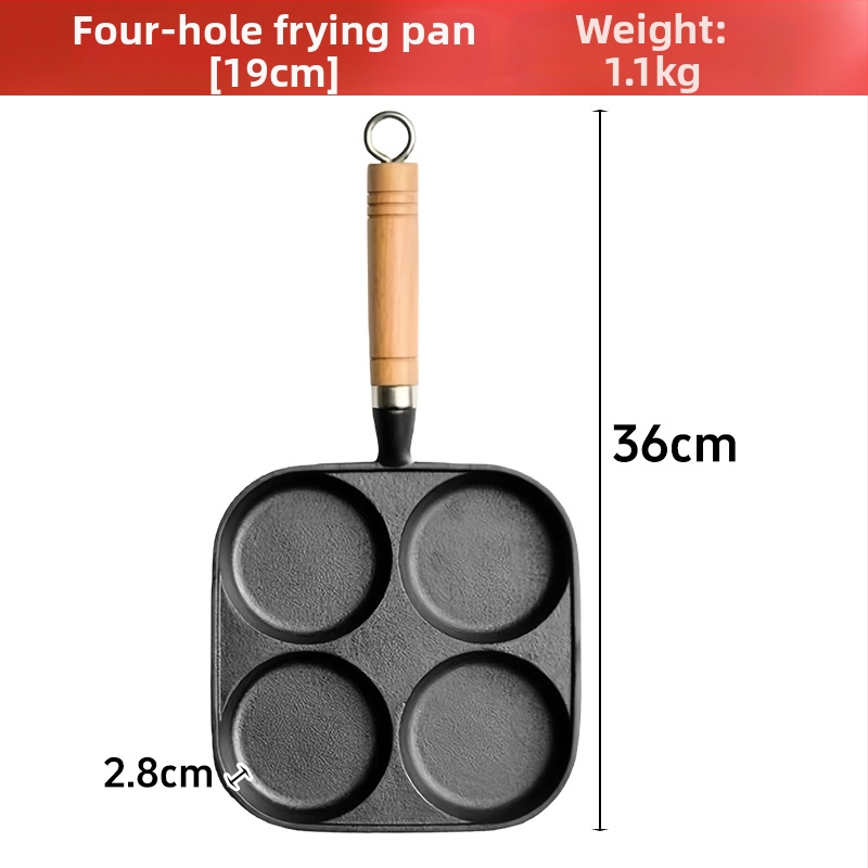 Litínová panvica na vajíčka so štyrmi otvormi, nepriľnavým povrchom, kompatibilná s plynovým a indukčným varičom