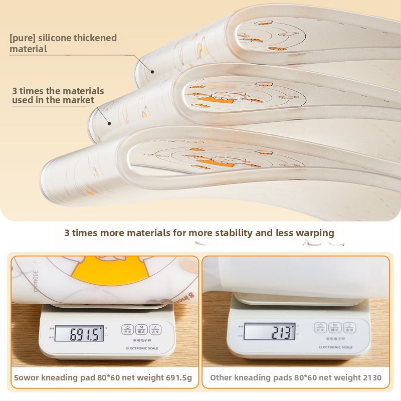 Silikónová podložka na miesenie cesta, potravinárska kvalita, hrubšia doska, protisklz, na domáce pečenie