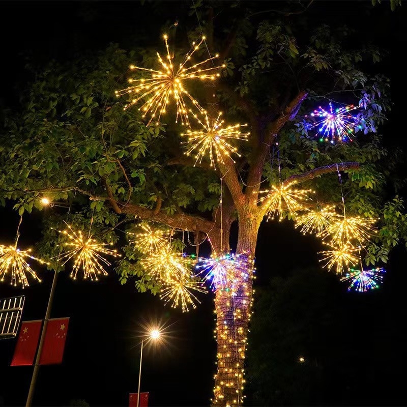 Vonkajšie dekoratívne osvetlenie v tvare ohňostroja, visiaci do stromu, model 55-88, 220V DC, tlačidlové ovládanie, prispôsobiteľné