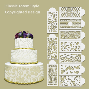 Forma na zdobenie tortov s nepravidelným tvarom a dutým šablónovým vzorom s čipkou pre postrekovanie