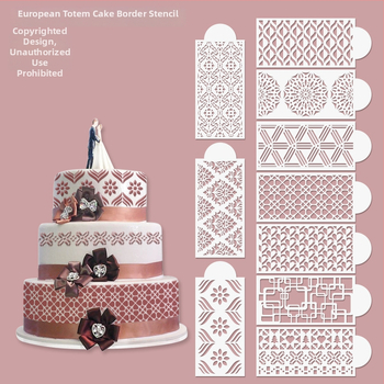 Forma na zdobenie tortov s nepravidelným tvarom a dutým šablónovým vzorom s čipkou pre postrekovanie