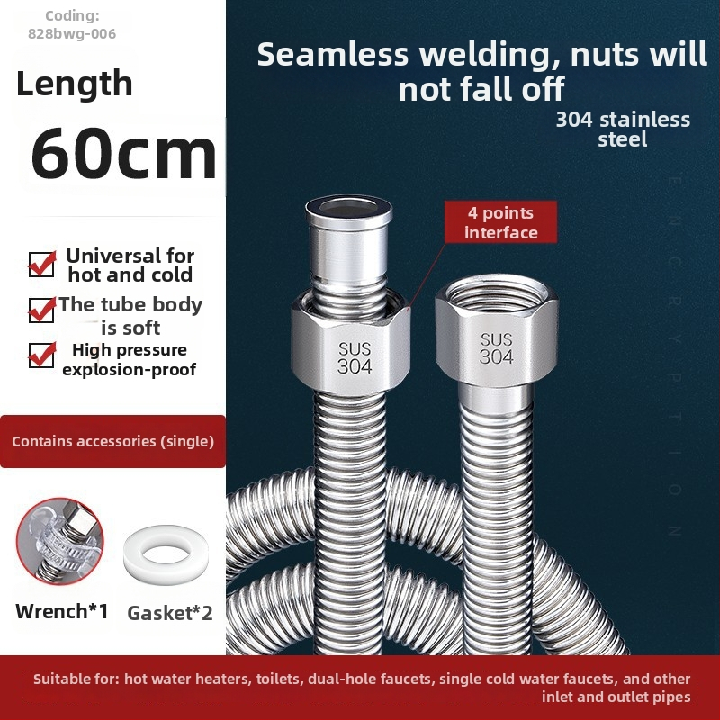Vlnovitý kovový hadicový vstup pre ohrievač vody z nehrdzavejúcej ocele 304, model LXL-9-27, horúca a studená voda, ručná montáž