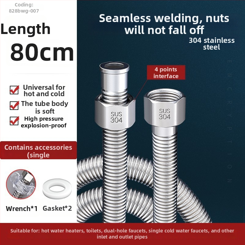 Vlnovitý kovový hadicový vstup pre ohrievač vody z nehrdzavejúcej ocele 304, model LXL-9-27, horúca a studená voda, ručná montáž