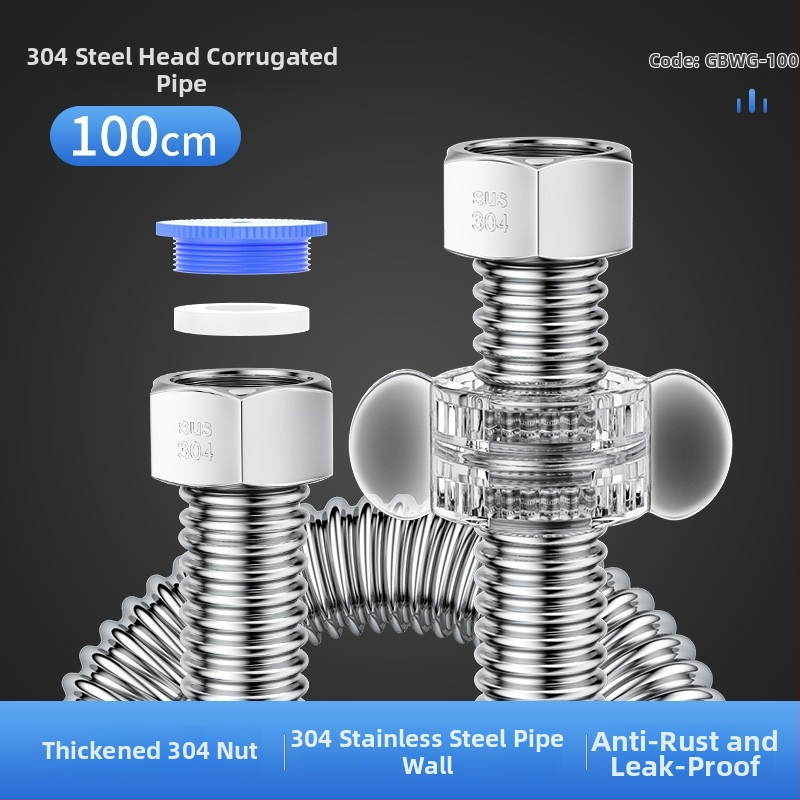 Vlnovitý kovový hadicový vstup pre ohrievač vody z nehrdzavejúcej ocele 304, model LXL-9-27, horúca a studená voda, ručná montáž