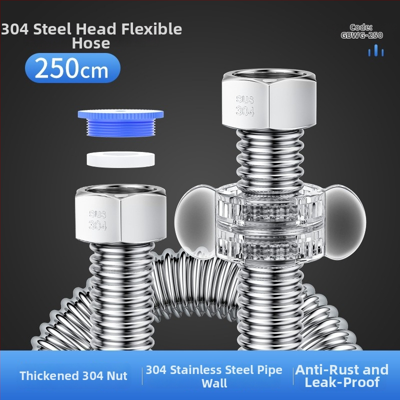 Vlnovitý kovový hadicový vstup pre ohrievač vody z nehrdzavejúcej ocele 304, model LXL-9-27, horúca a studená voda, ručná montáž