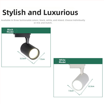 LED svetlo na lište s nastaviteľným uhlom, COB zdroj svetla, 220V, hliníkové puzdro, CRI 80–89