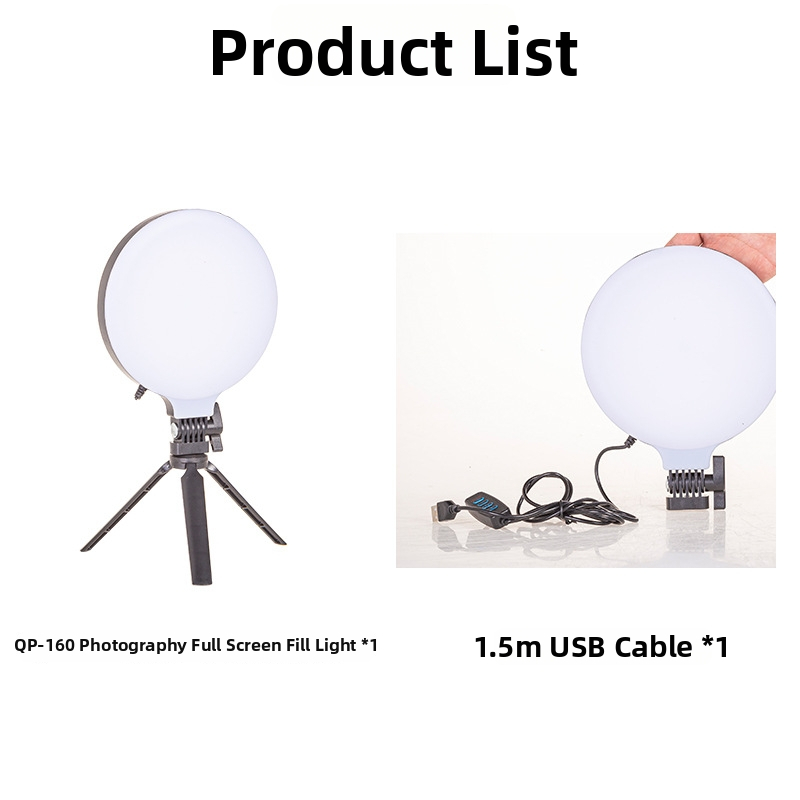 LED papildus gaisma fotografēšanai un tiešraidei, 13W, 5V2A, QO160 modelis, 3 apgaismojuma režīmi, vertikāla novietošana