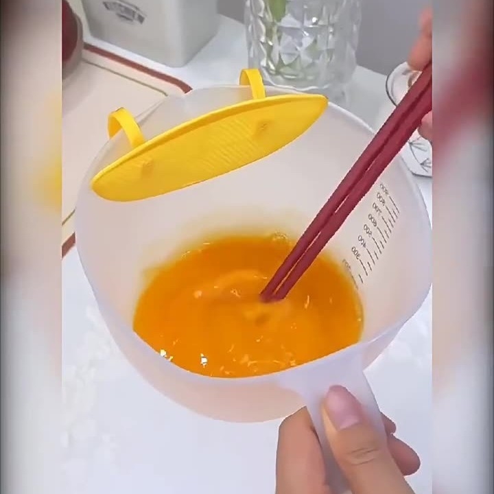 Longchang Miska na šľahanie vajíčka s filtrom a odtokovým výtokom, meracia nádoba na pečenie z PP potravinárskeho