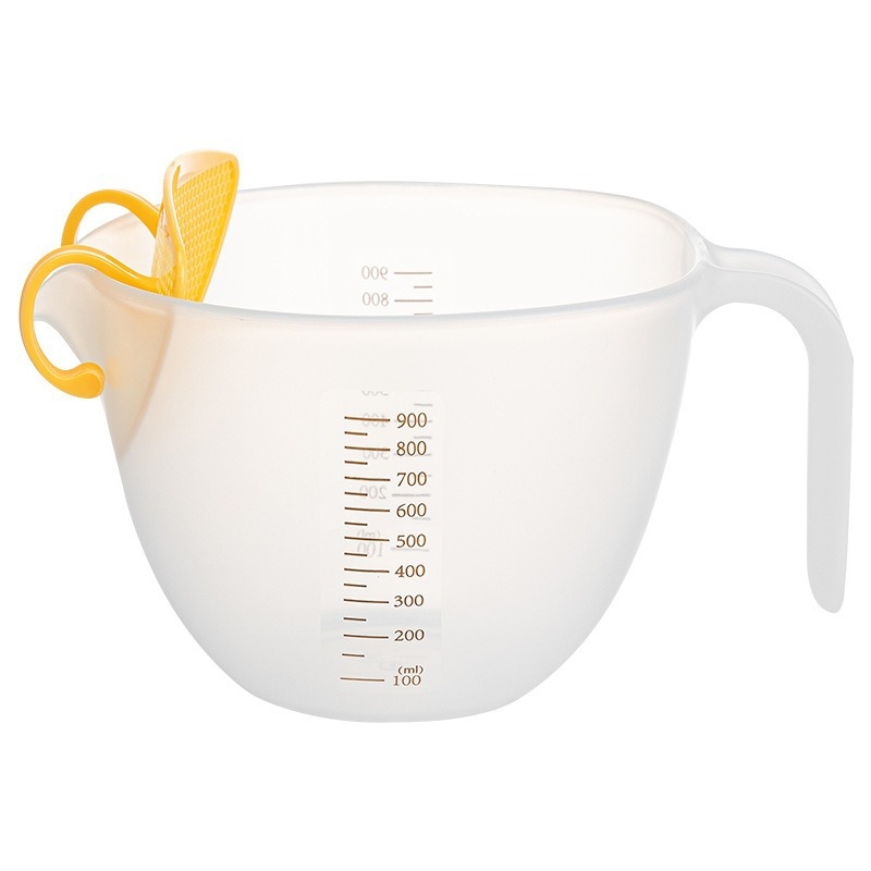 Longchang Miska na šľahanie vajíčka s filtrom a odtokovým výtokom, meracia nádoba na pečenie z PP potravinárskeho