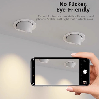 Vstavané COB LED stropné svetlo s nastaviteľným lúčom, CRI ≥95, 220V, LED zdroj, hliníkové puzdro, vypínač