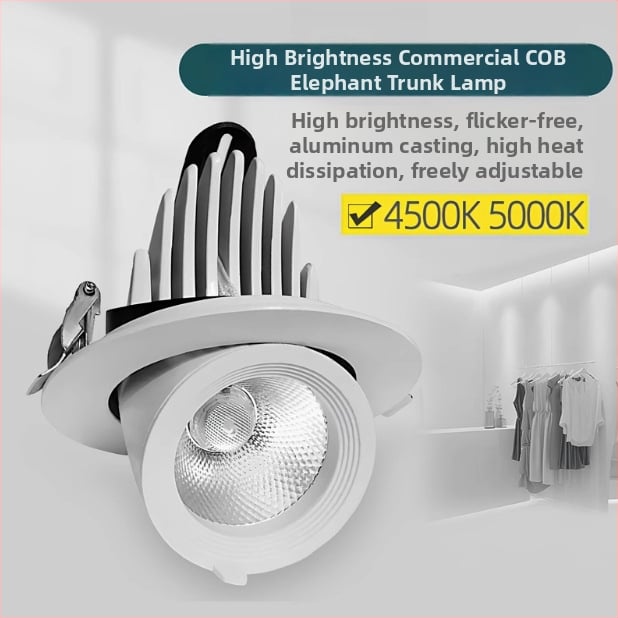 Vstavané COB LED stropné svetlo s nastaviteľným lúčom, CRI ≥95, 220V, LED zdroj, hliníkové puzdro, vypínač