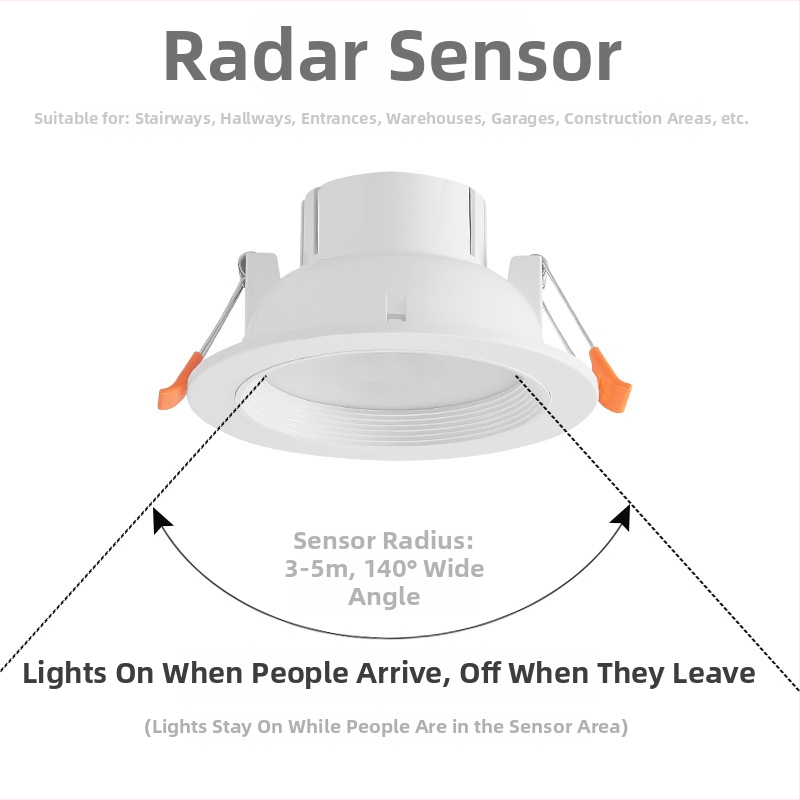 LED tubové svietidlo s radarovým senzorom a hlasovým ovládaním pre chodbu a schodište — zapustené, 220V, CRI≥90, životnosť 50 000 h, dosah snímača 3–5 m
