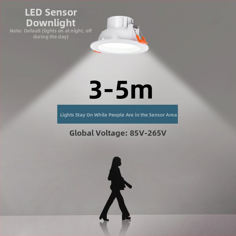 LED tubové svietidlo s radarovým senzorom a hlasovým ovládaním pre chodbu a schodište — zapustené, 220V, CRI≥90, životnosť 50 000 h, dosah snímača 3–5 m